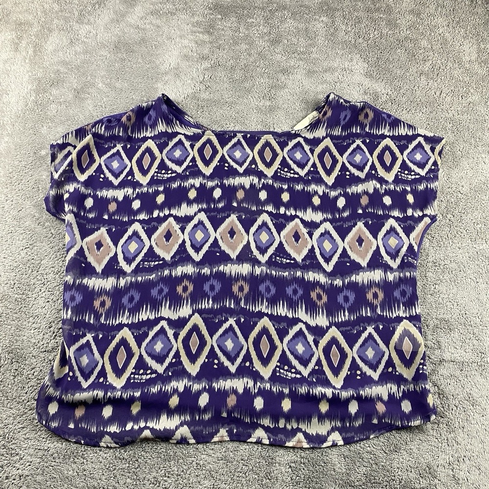 Lush Pullover Sheer Top Womens Small Purple Short Sleeve